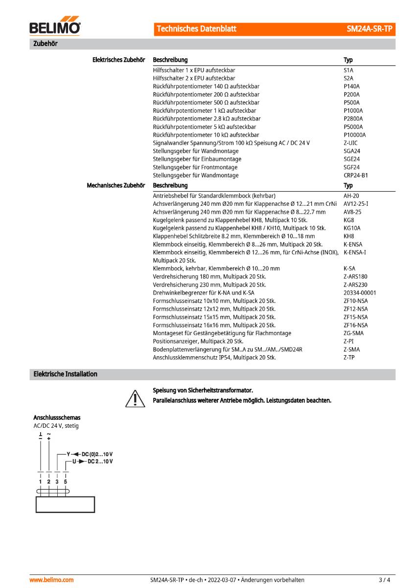 Klappenantrieb AC/DC 24V | SM24A-SR-TP | 20Nm, stetig,, 150 s, IP54, Klemmen-3