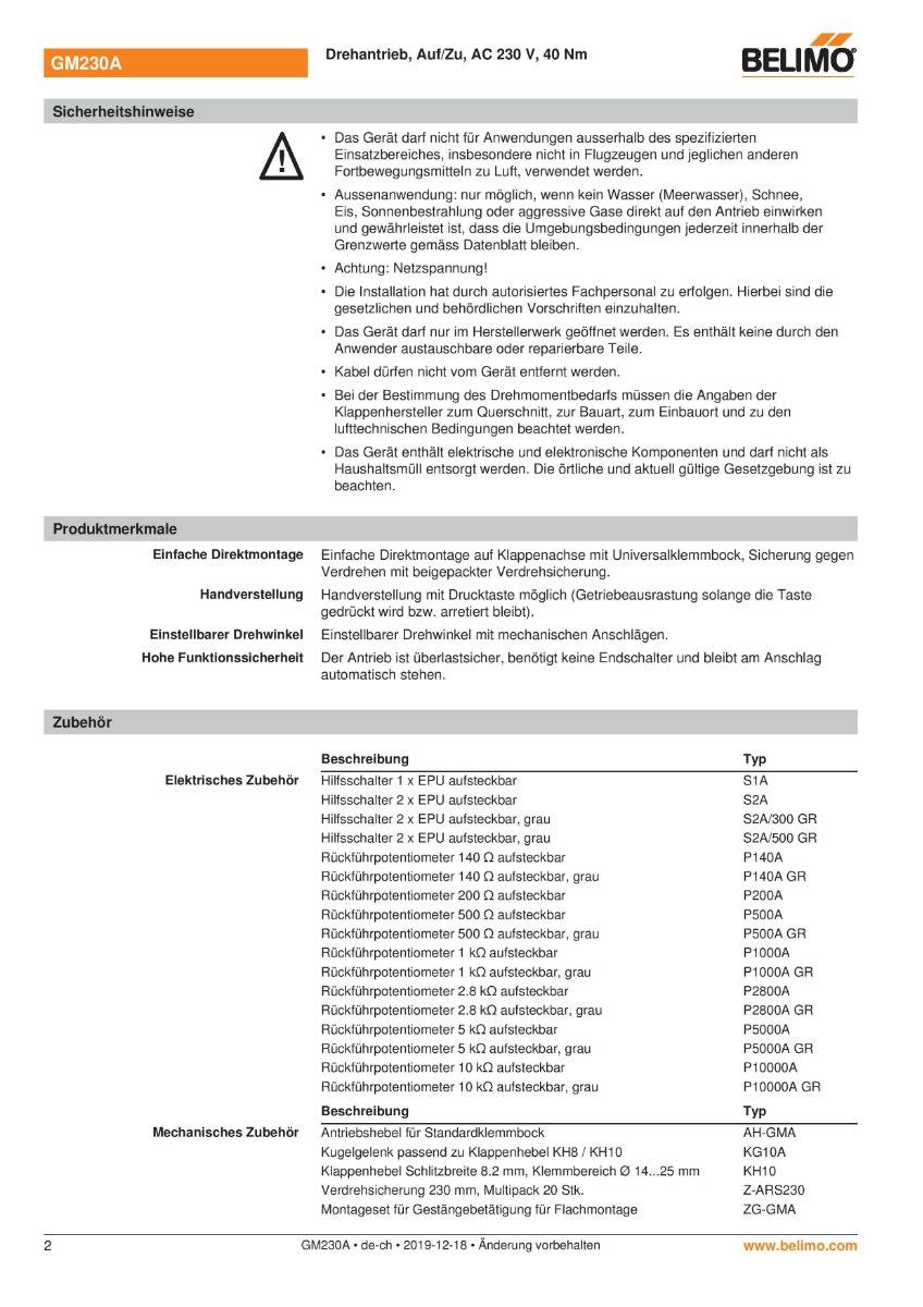 Klappenantrieb AC 230V | GM230A | 40Nm, Auf-Zu, 150s, IP54-2