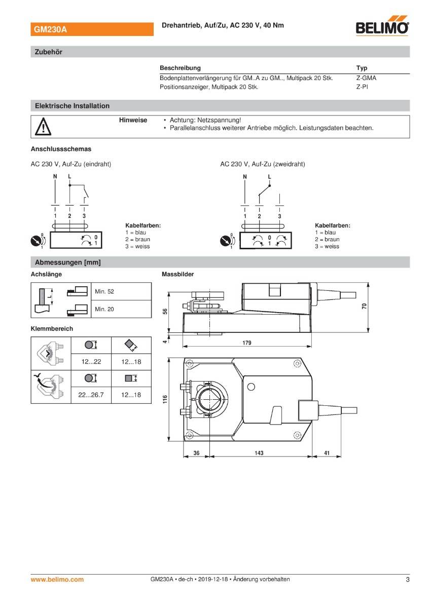 Klappenantrieb AC 230V | GM230A | 40Nm, Auf-Zu, 150s, IP54-3