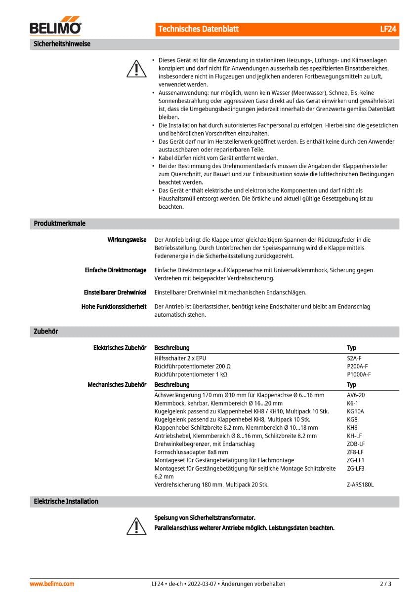 Klappenantrieb AC/DC 24V | LF24 | 4Nm, Auf-Zu, 40...75 s,IP54, Notstellf.-2