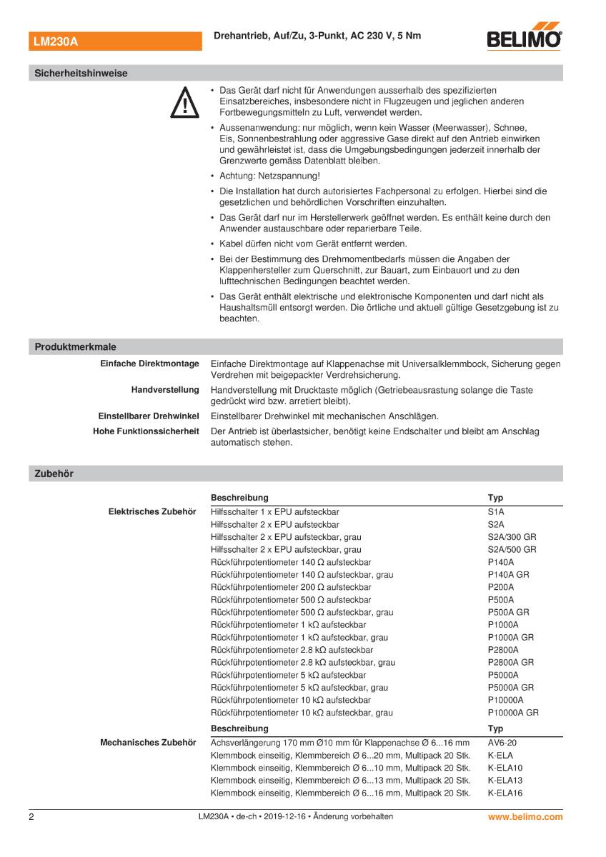 Klappenantrieb AC 230V | LM230A | 5Nm, Auf-Zu o. 3-Pkt., 150s, IP54-2