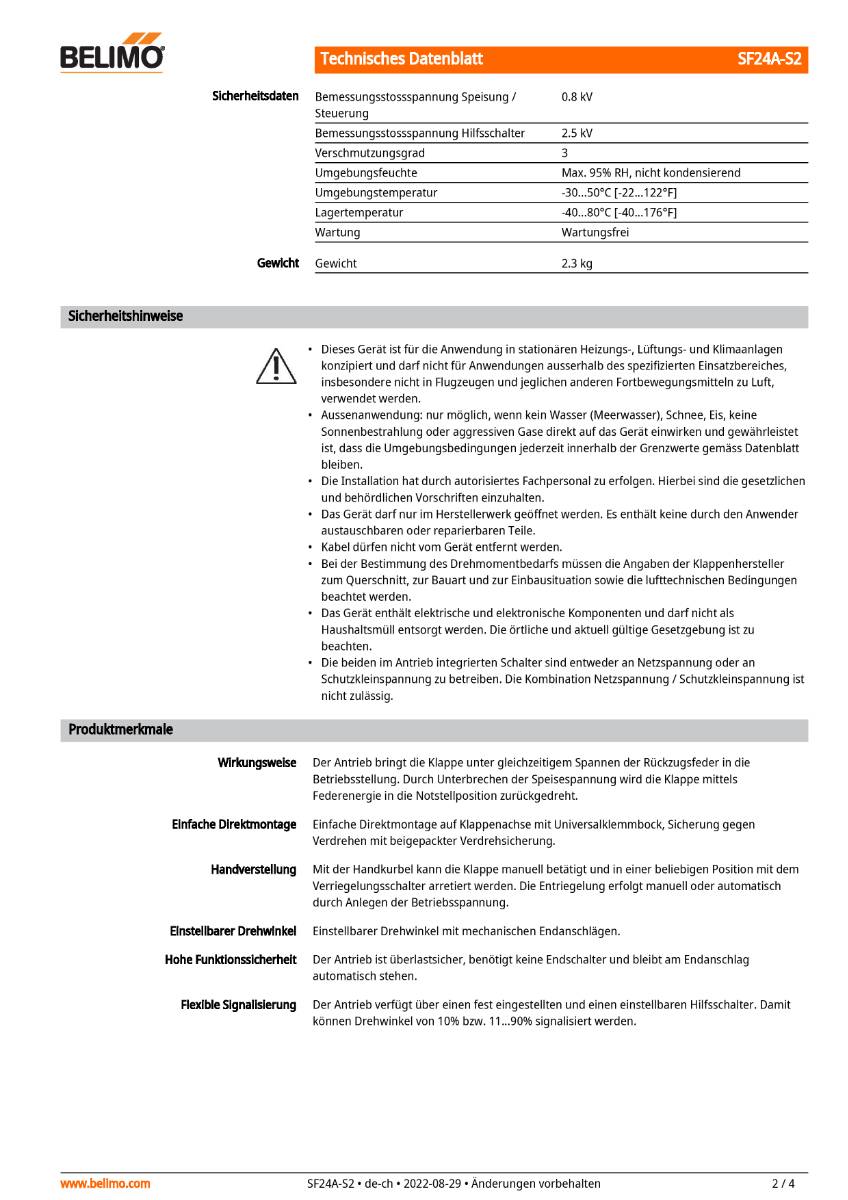 Klappenantrieb AC/DC 24 V, 20Nm | SF24A-S2 | Auf-Zu,75s,IP54,Notstellf.,Hilfsschalter-2