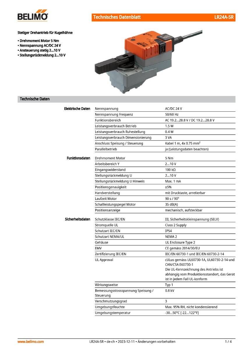 Antrieb f. Kugelhahn AC/DC 24V | LR24A-SR | 5Nm, stetig, 90 s, IP54-1