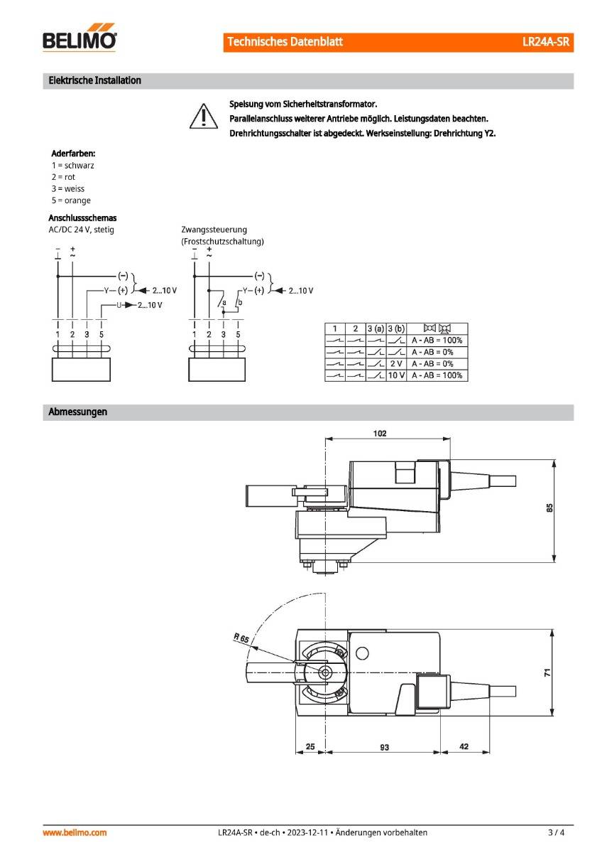 Antrieb f. Kugelhahn AC/DC 24V | LR24A-SR | 5Nm, stetig, 90 s, IP54-3