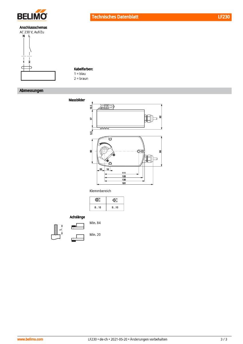 Klappenantrieb AC 230V | LF230 | 4Nm, Auf-Zu, 40...75 s,IP54, Notstellf.-3