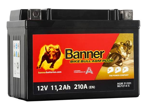 Banner Bike Bull AGM PLUS BGTZ14-4 (512 01) Motorradbatterie - 12V 11,2Ah