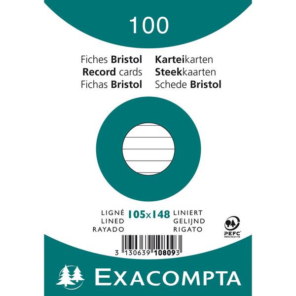 Karteikarte DIN A6 liniert weiß 100 St./Pack.
