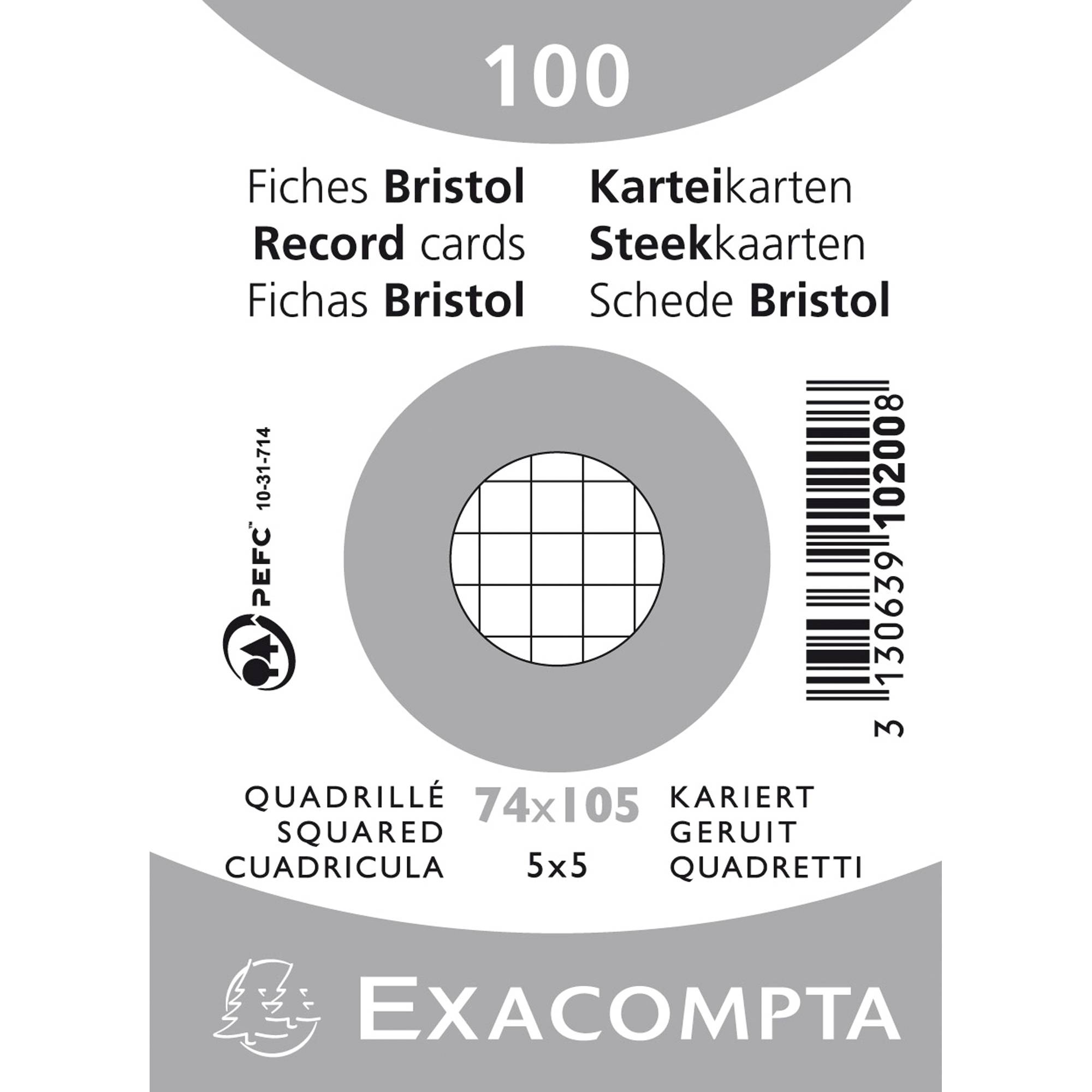 Karteikarte DIN A7 kariert weiß 100 St./Pack.-0