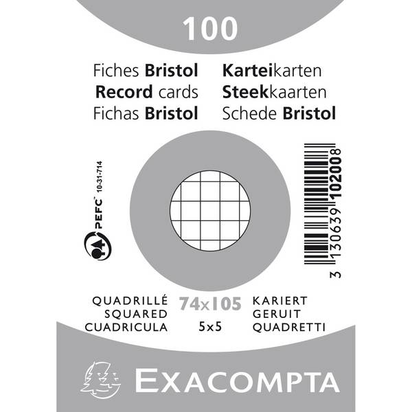 Karteikarte DIN A7 kariert weiß 100 St./Pack.