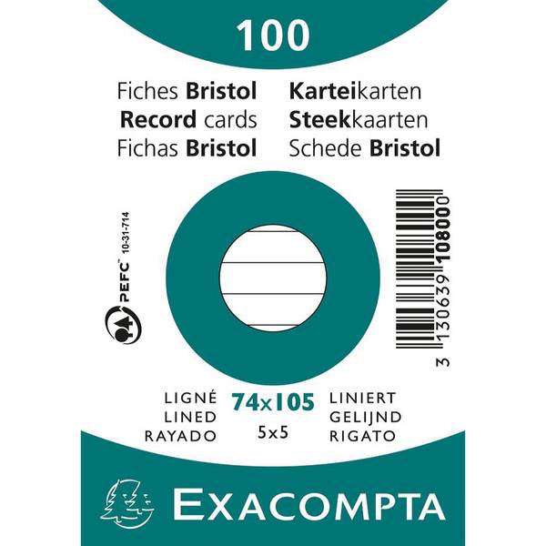 Karteikarte DIN A7 liniert weiß 100 St./Pack.
