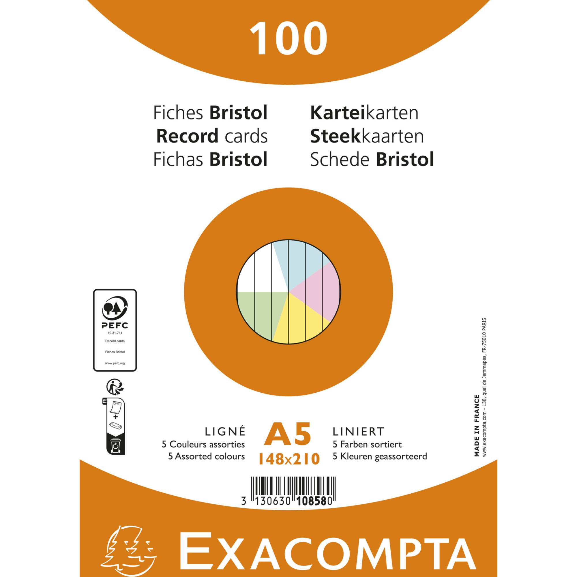 Karteikarte A5 liniert sort. 100St.-0