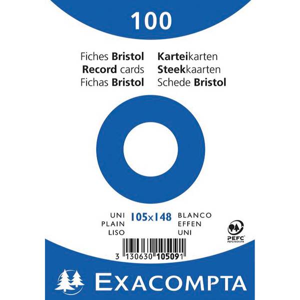 Karteikarte DIN A6 blanko weiß 100 St./Pack.