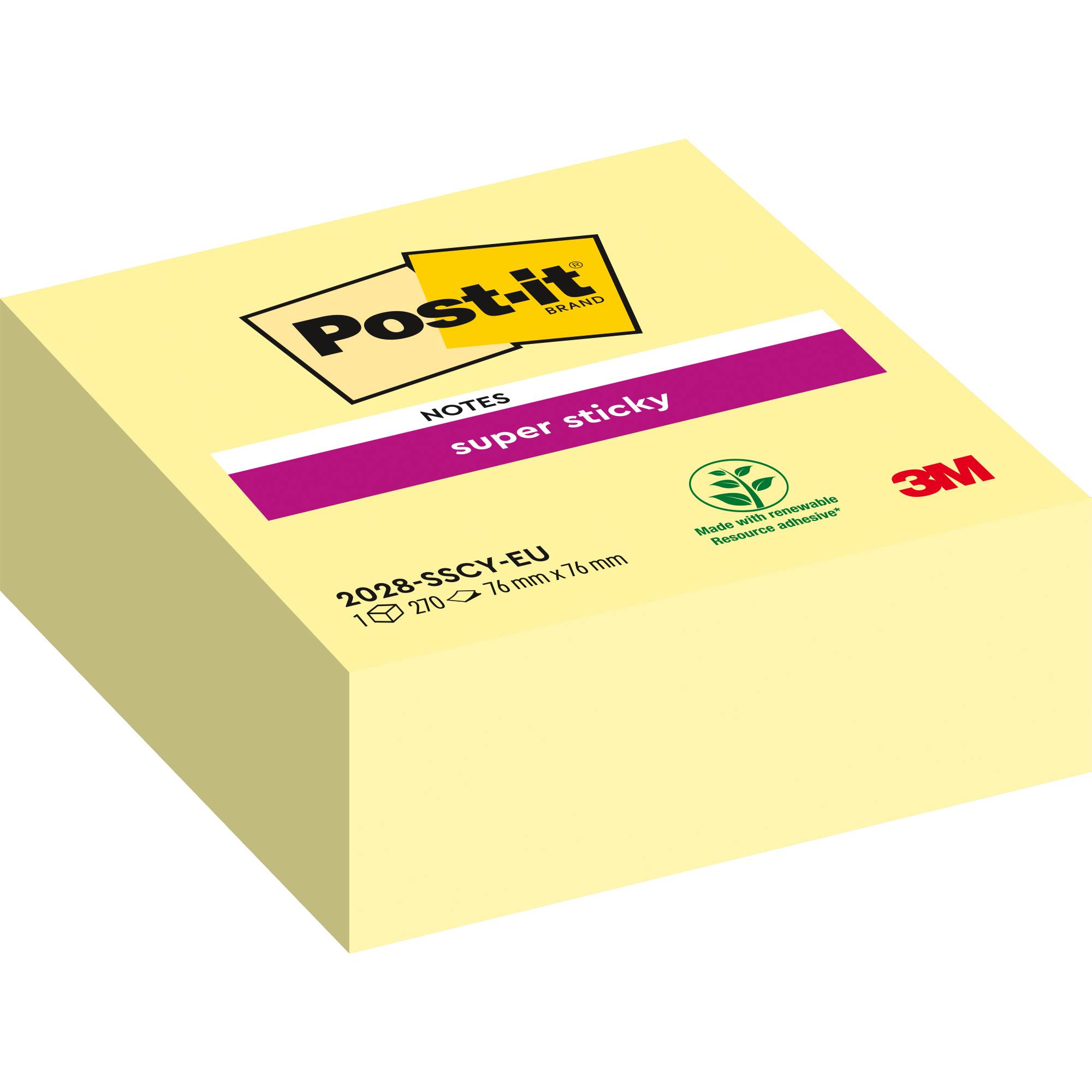 Haftnotizwürfel Super Sticky 76x76mm ge-0