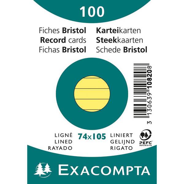 Karteikarte DIN A7 liniert gelb 100 St./Pack.