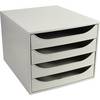 Schubladenbox Ecobox A4+ 4Schübe offen gr/gr