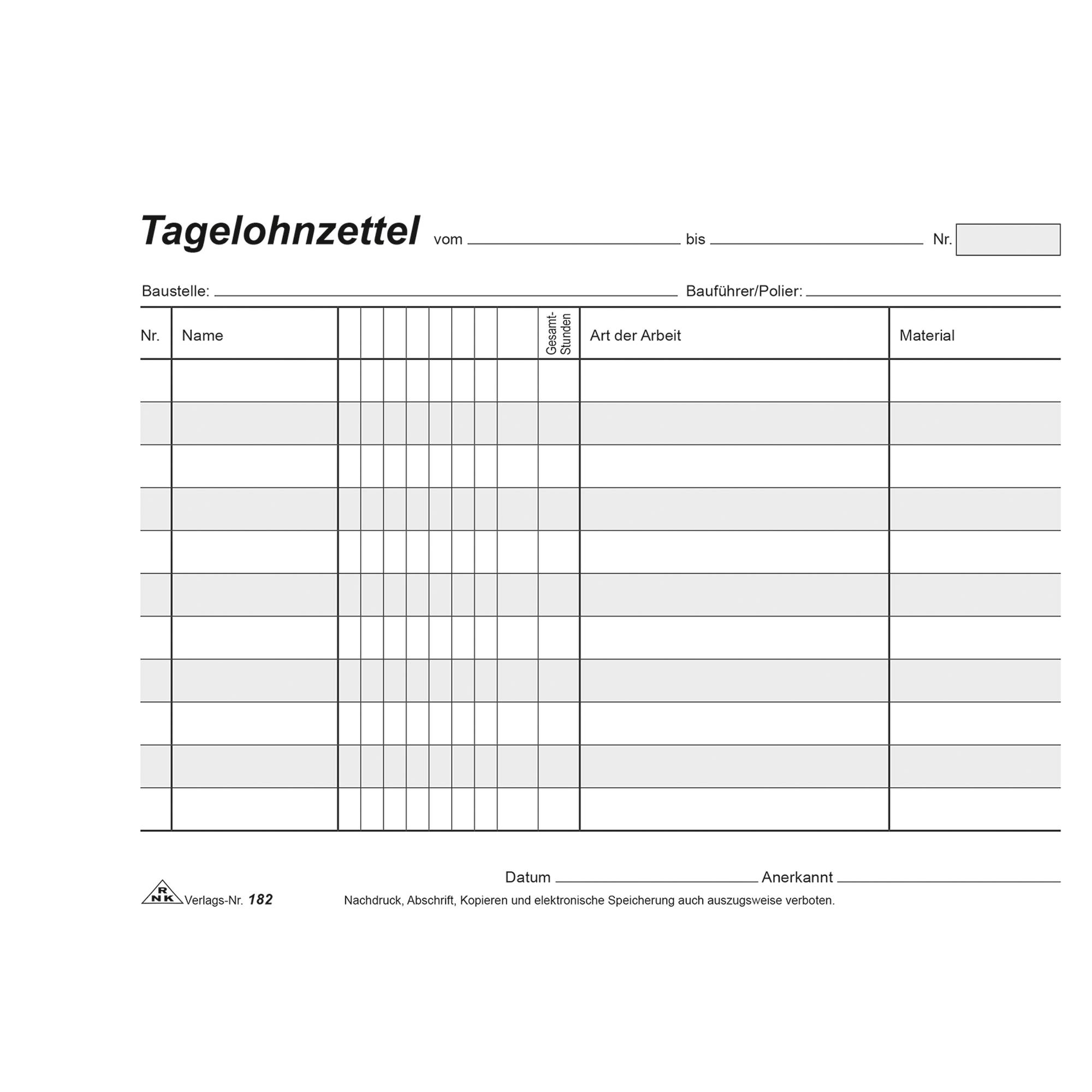 Tagelohnblock A5 quer SD 3x40Bl.-0