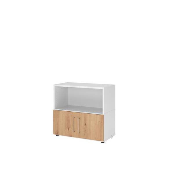Regal FlexWall 2OH Türen weiß/asteiche