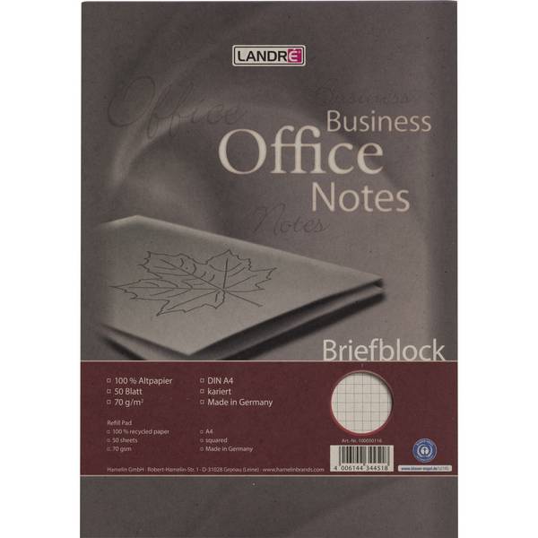 Briefblock DIN A4 Recycling 50Blatt kariert