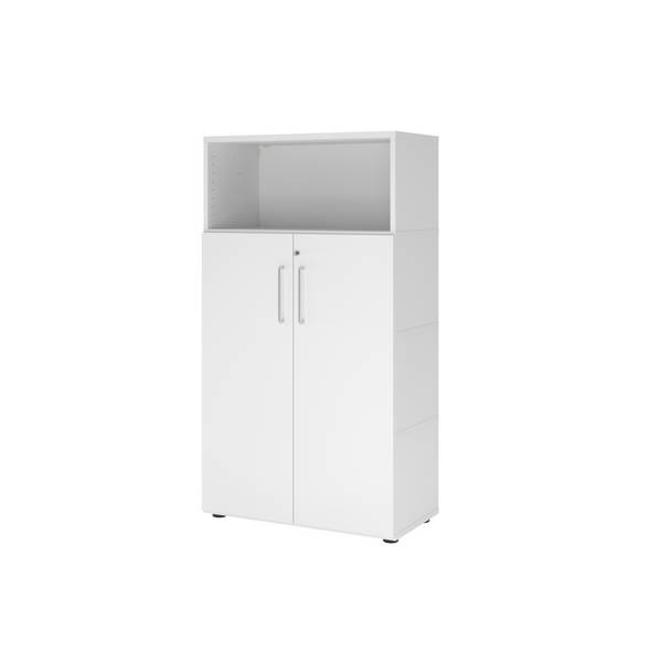 Regal FlexWall 4OH Türen weiß/weiß
