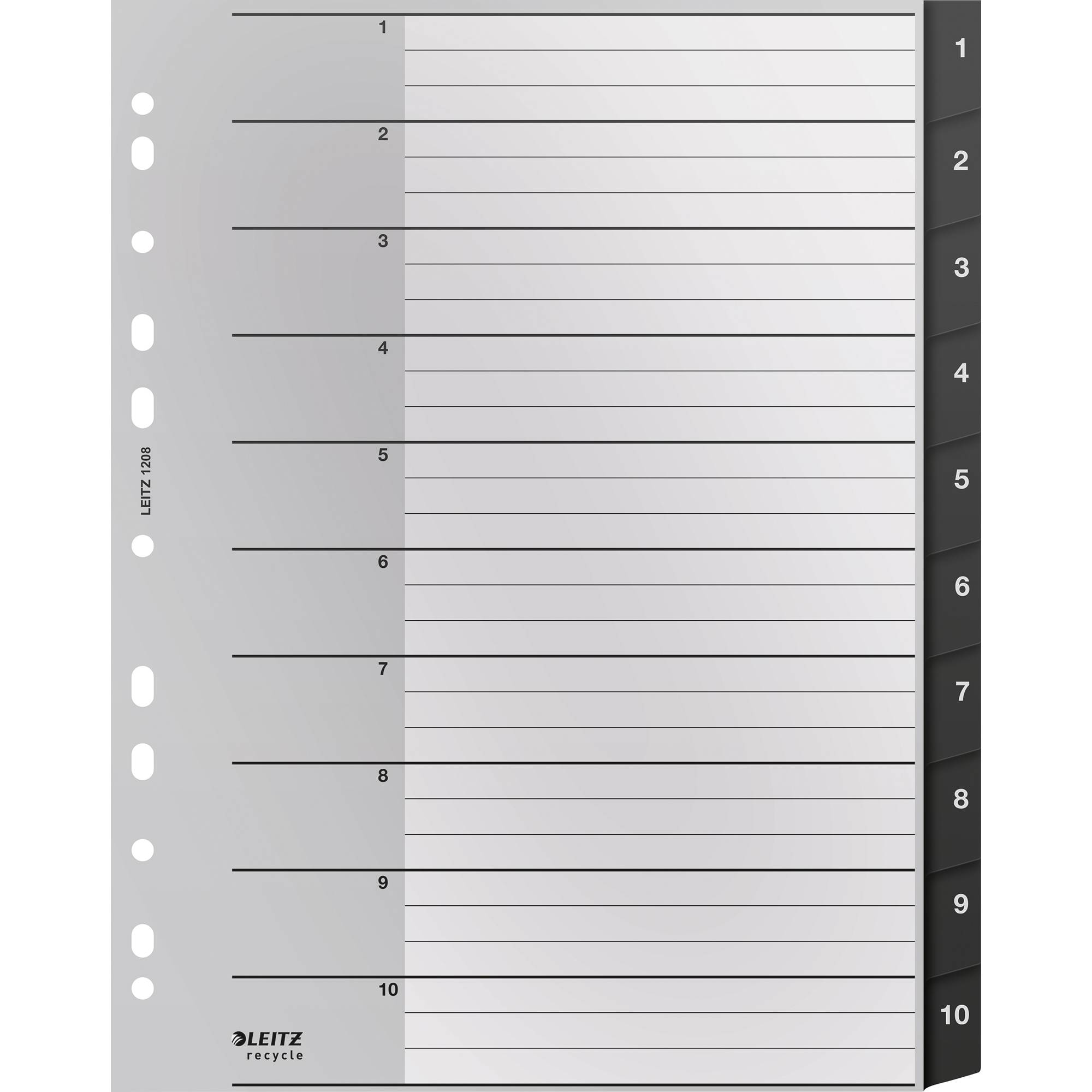 Register Recycle A4 1-10 schwarz