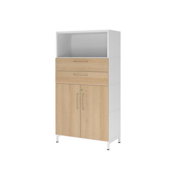 Schrank FlexWall 4OH Sockel weiß/eiche