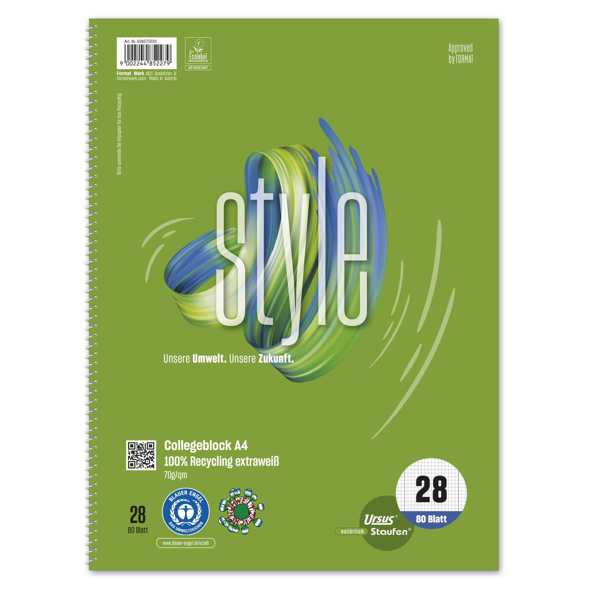 Collegeblock Style DIN A4 70g kar. 80Bl-0