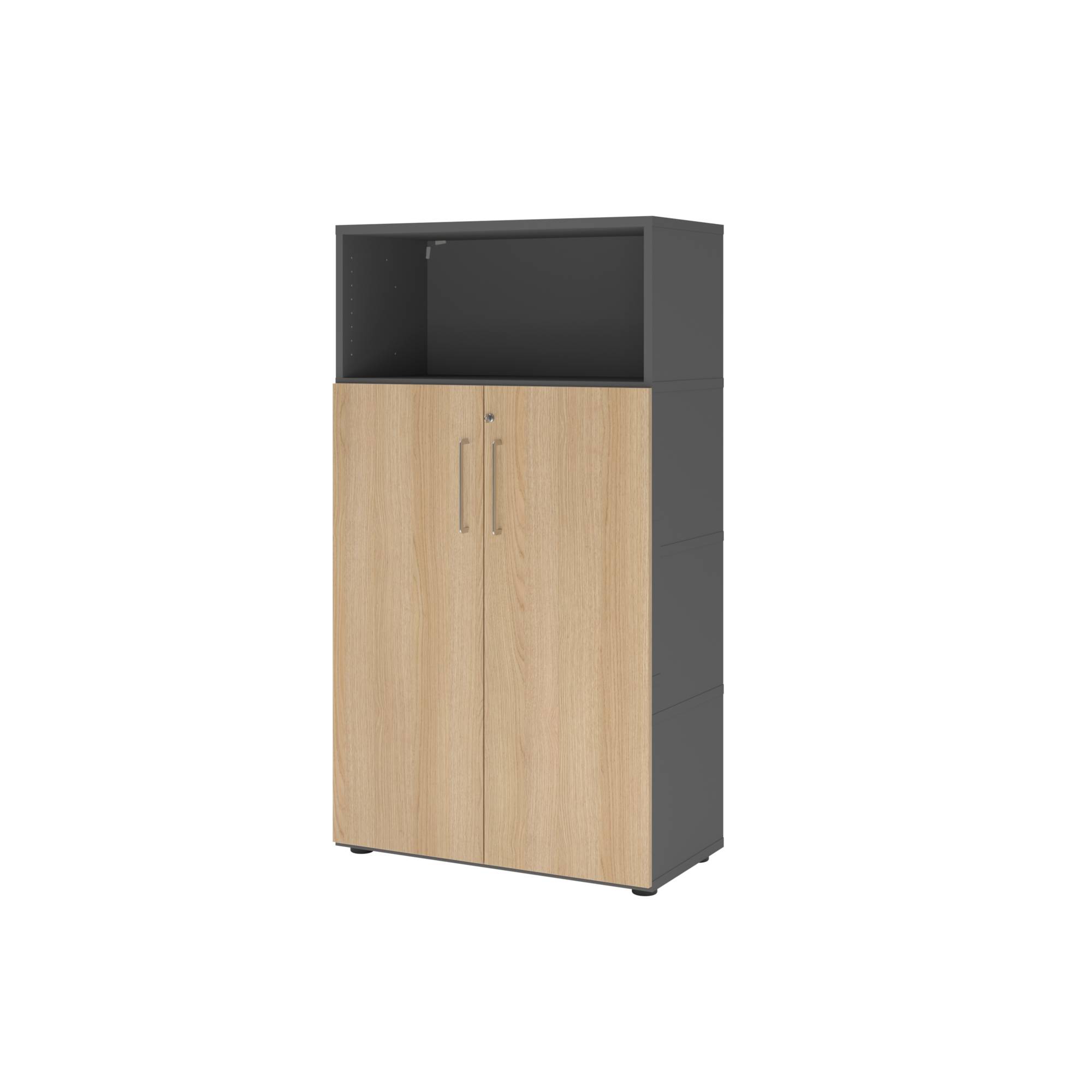 Regal FlexWall 4OH Türen graphit/eiche-0
