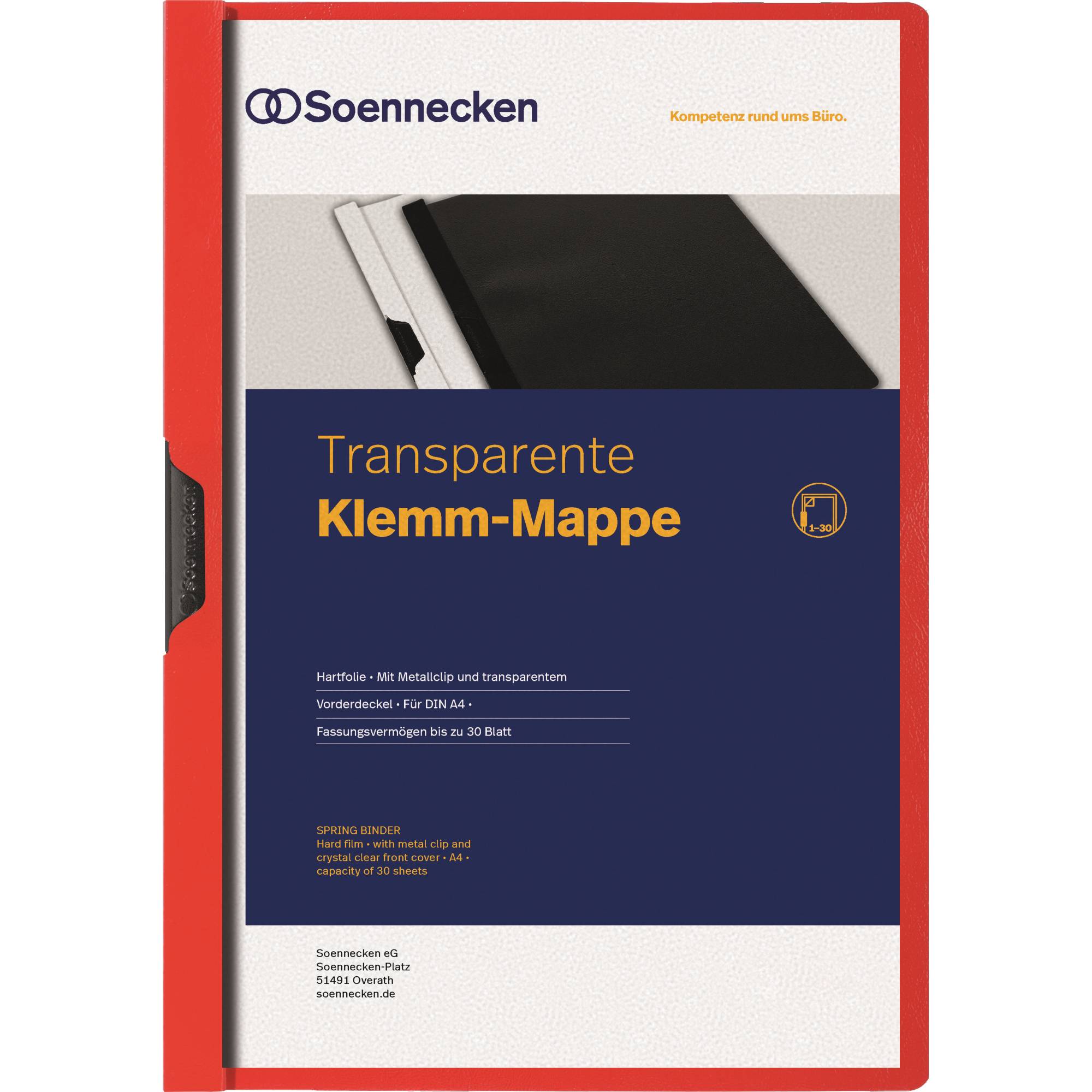 Soennecken Klemmmappe 3316 DIN A4 bis 30Blatt PVC rot-0