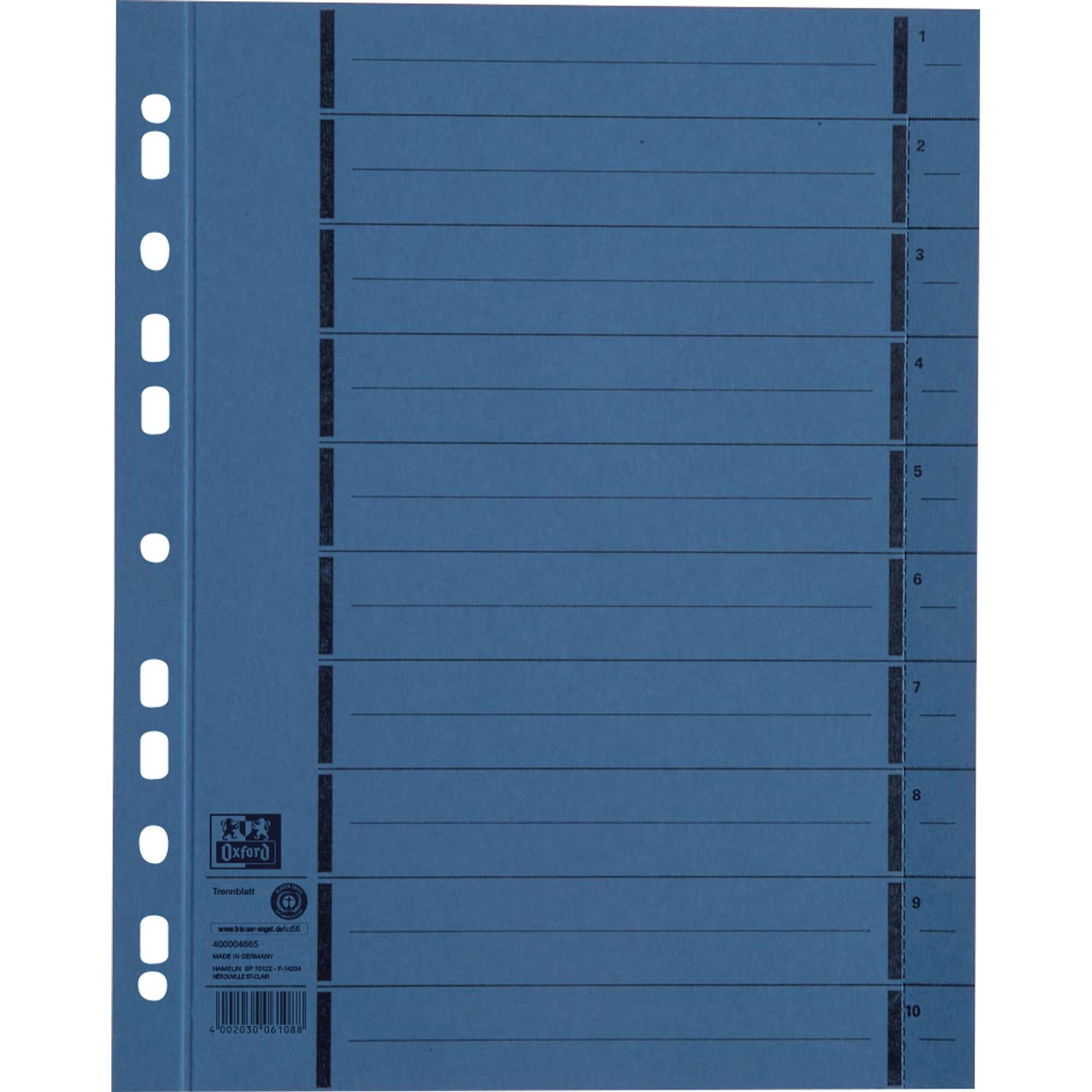 Trennblatt DIN A4 250g Karton blau 100 St./Pack.-0