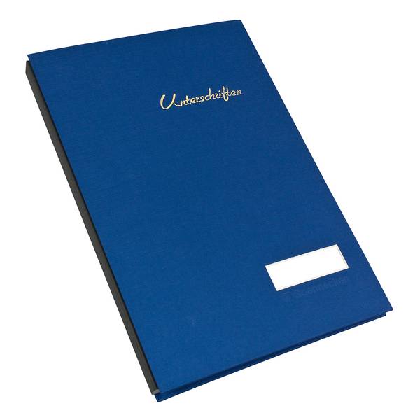 Unterschriftsmappe DIN A4 20Fächer Leinen blau