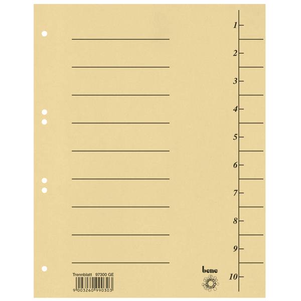 Trennblatt A4 Karton gelb 100 St./Pack.