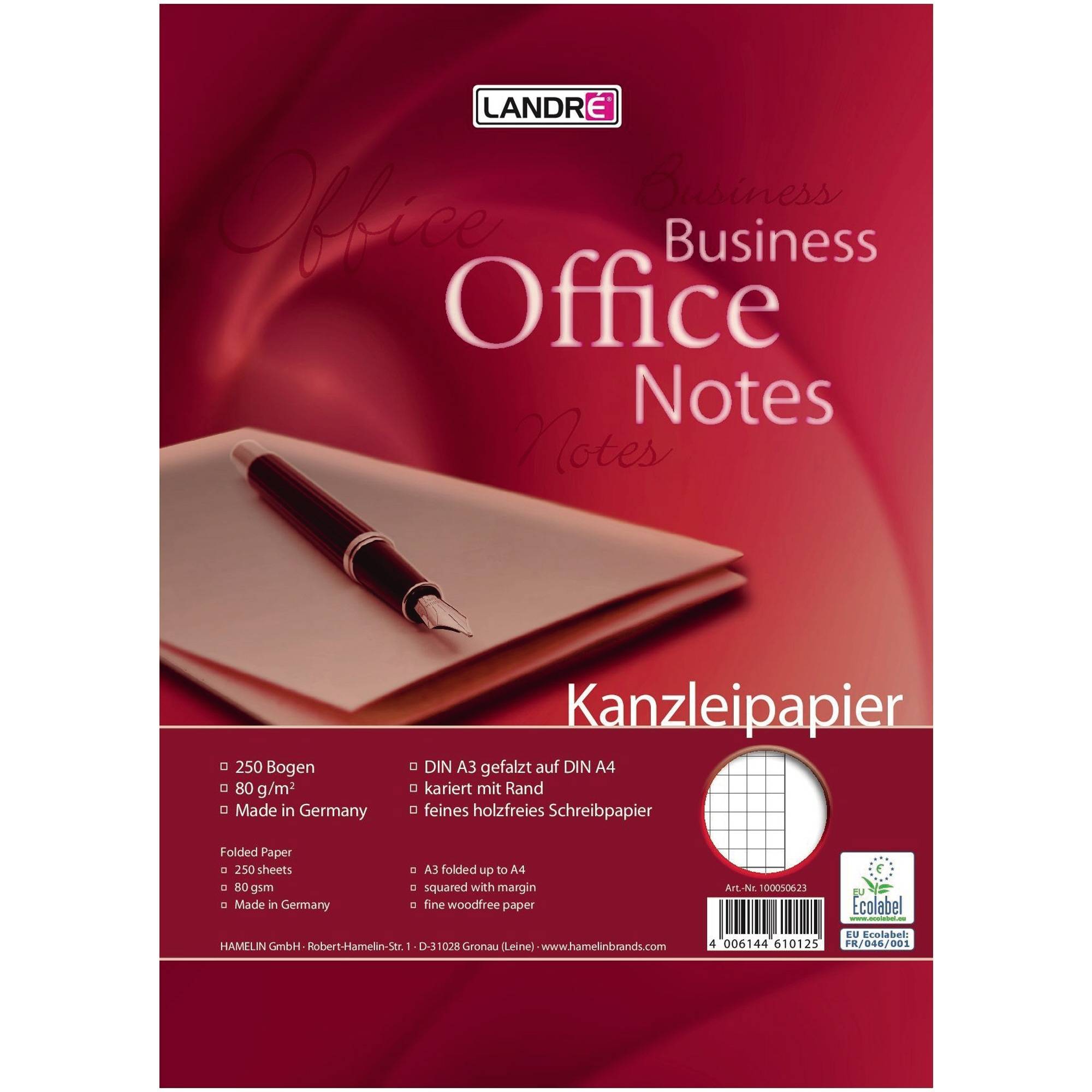 Kanzleipapier A3/A4 hf Rand kariert 250 Bl./Pack.-0
