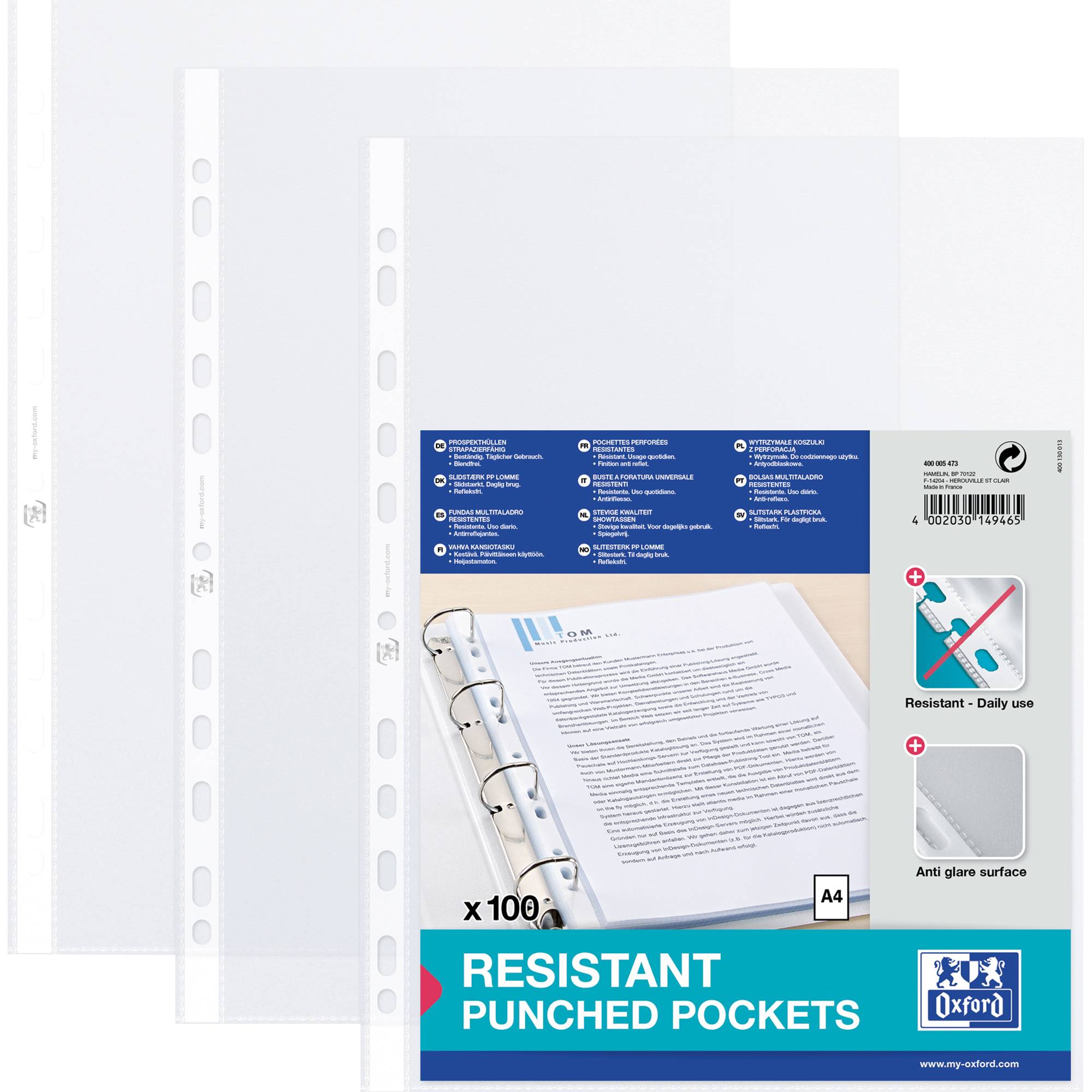 Prospekthülle A4 PP 0,09mm genarbt tr 100 St./Pack.-0