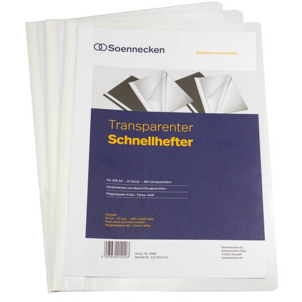 Schnellhefter DIN A4 PP weiß 10 St./Pack.