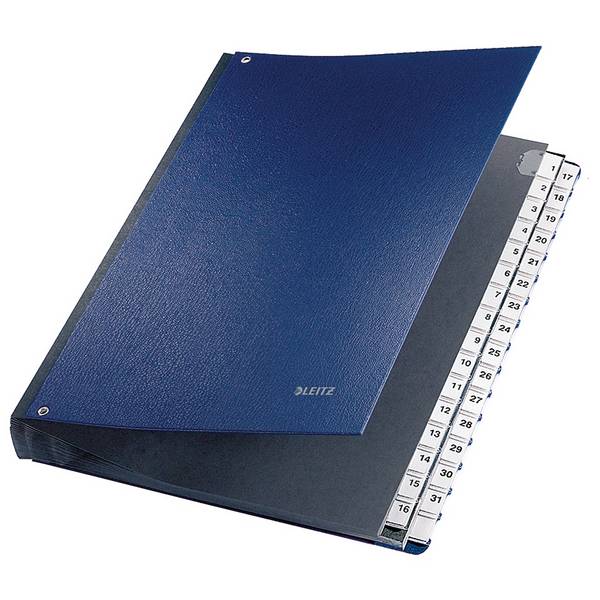 Pultordner DIN A4 1-31 32Fächer Graupappe blau