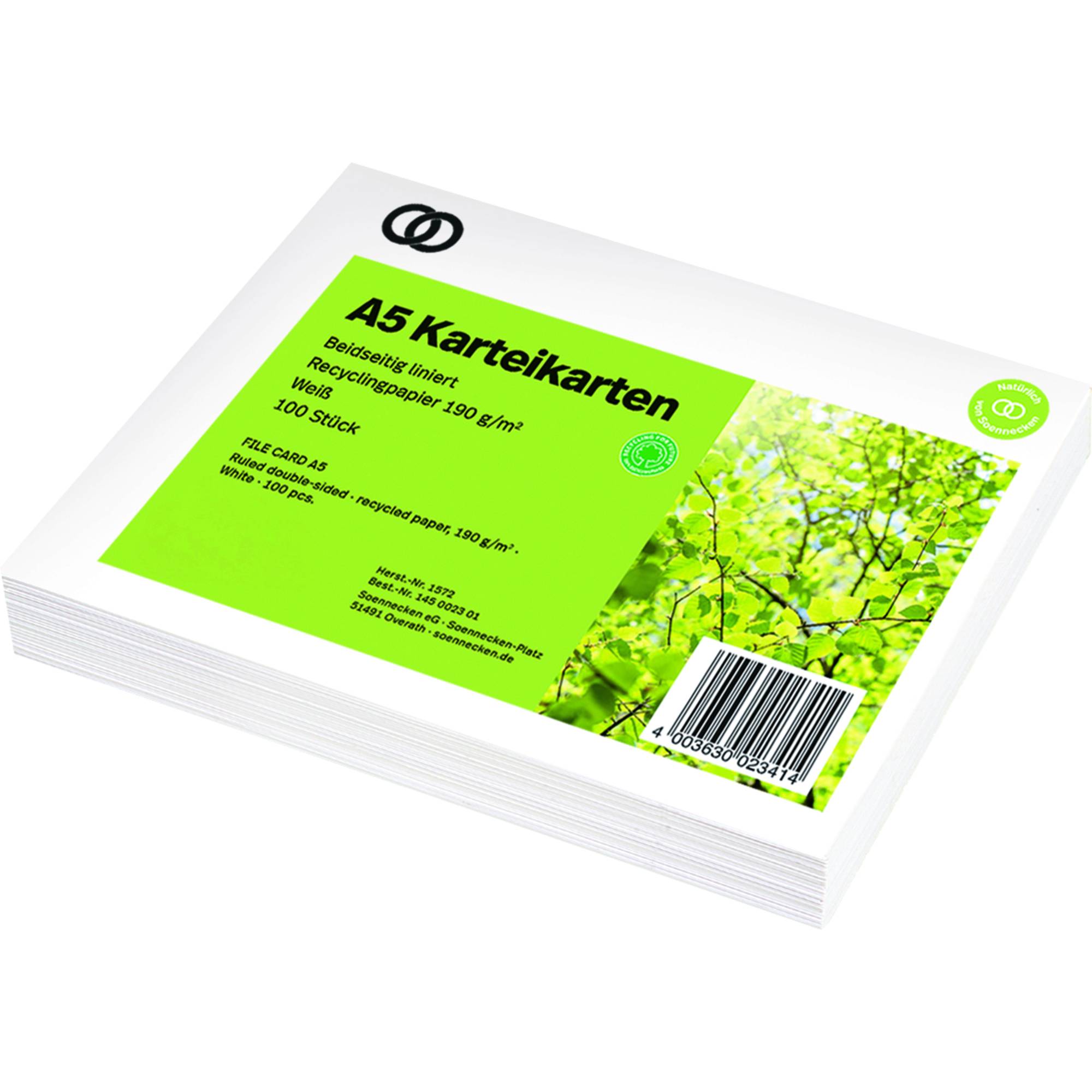 Karteikarte oeco RC A5 liniert 100 St./Pack.-0