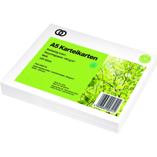 Karteikarte oeco RC A5 liniert 100 St./Pack.