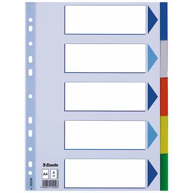 Register blanko DIN A4 5teilig PP h.blau/sortiert