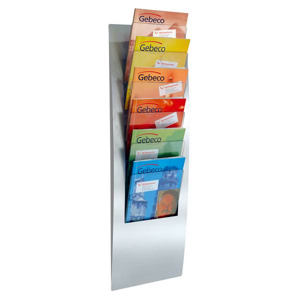 Wand-Prospekthalter Varia 6Fächer 31x102x10cm silber