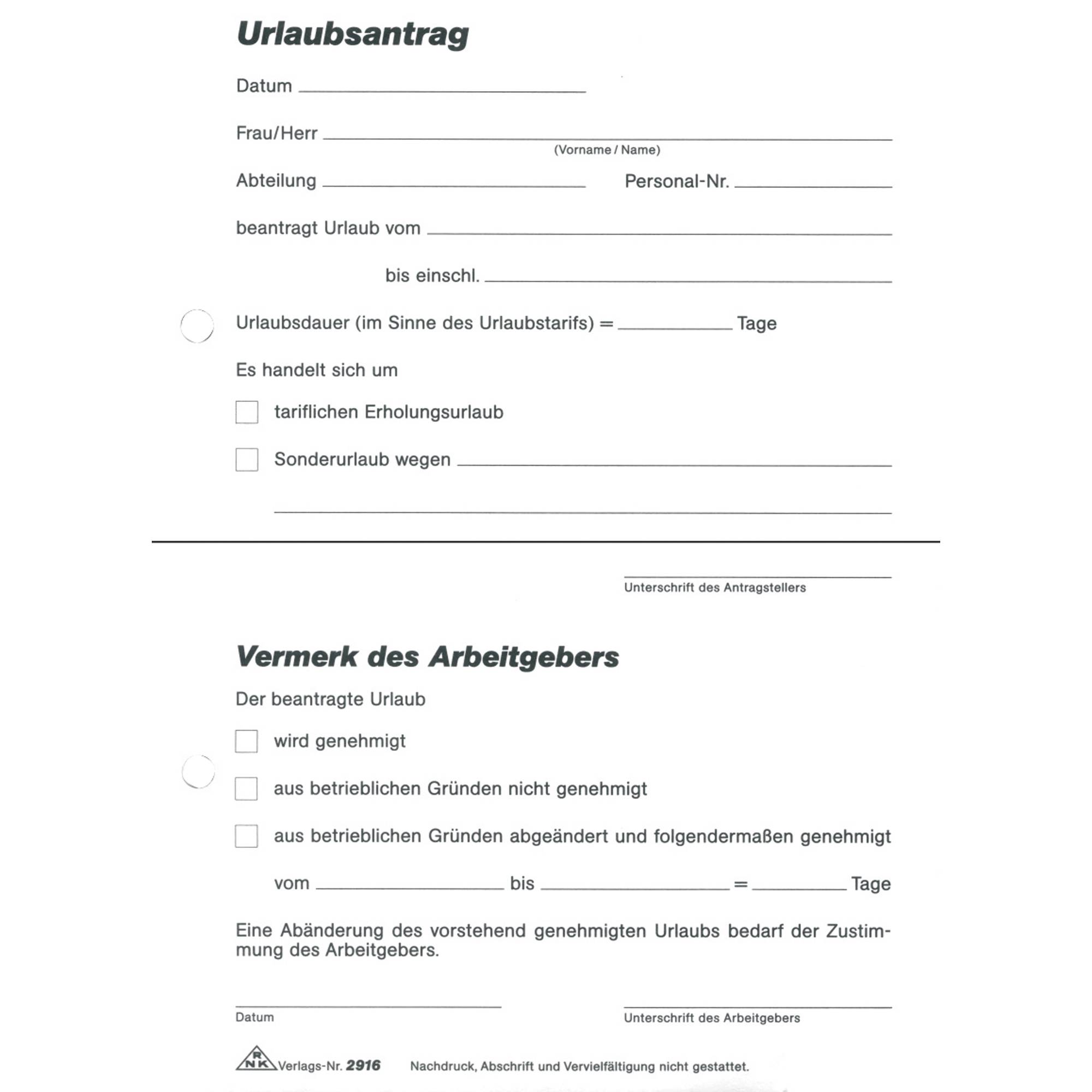 Urlaubsantrag A5 sd 2x40Bl-0