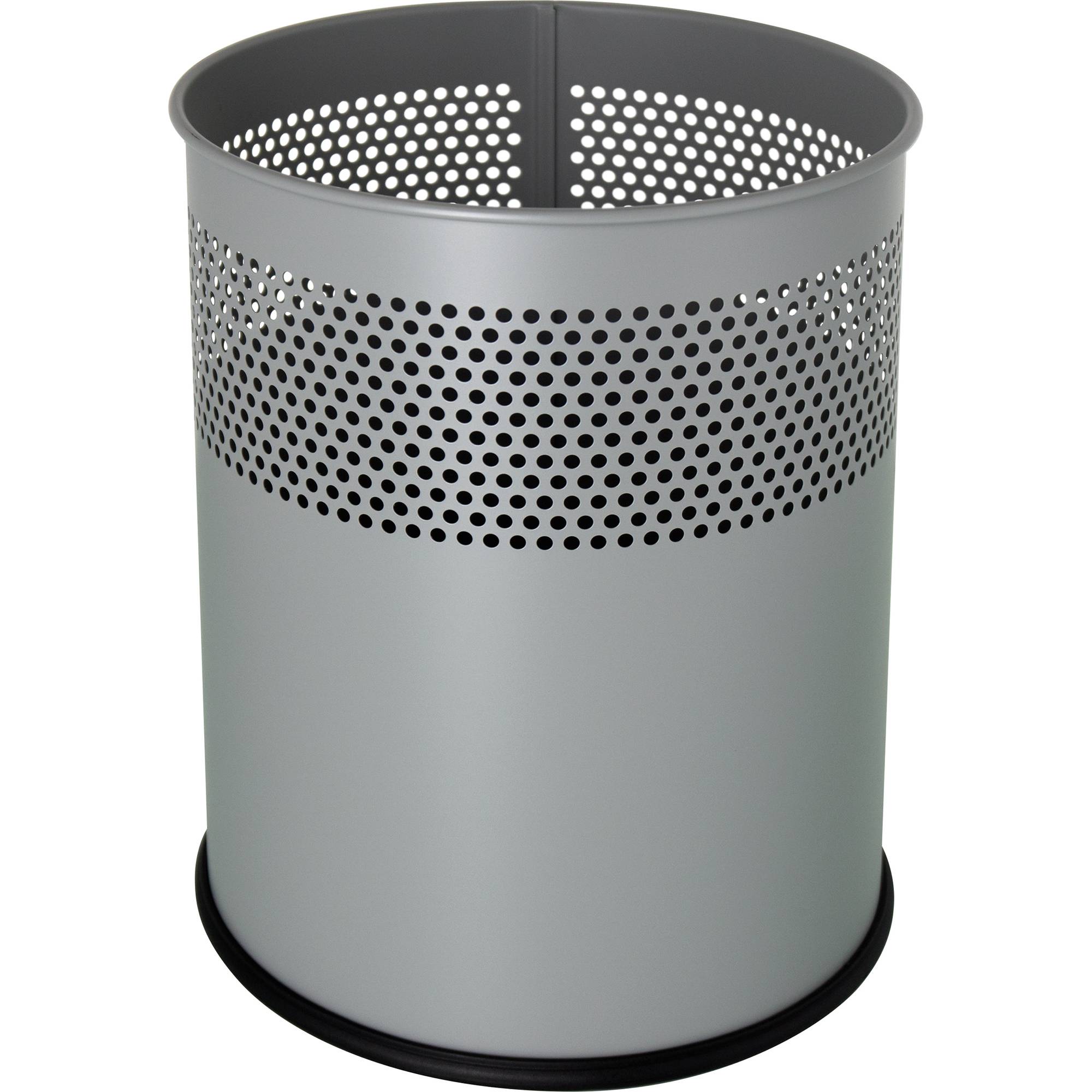 Papierkorb 26x31,5cm 15l rund Metall silber-0