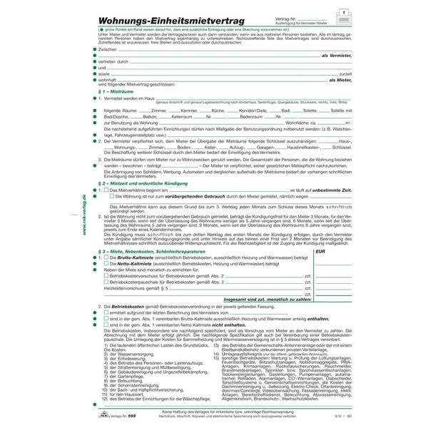 RNK Mietvertrag DIN A4 4Blatt
