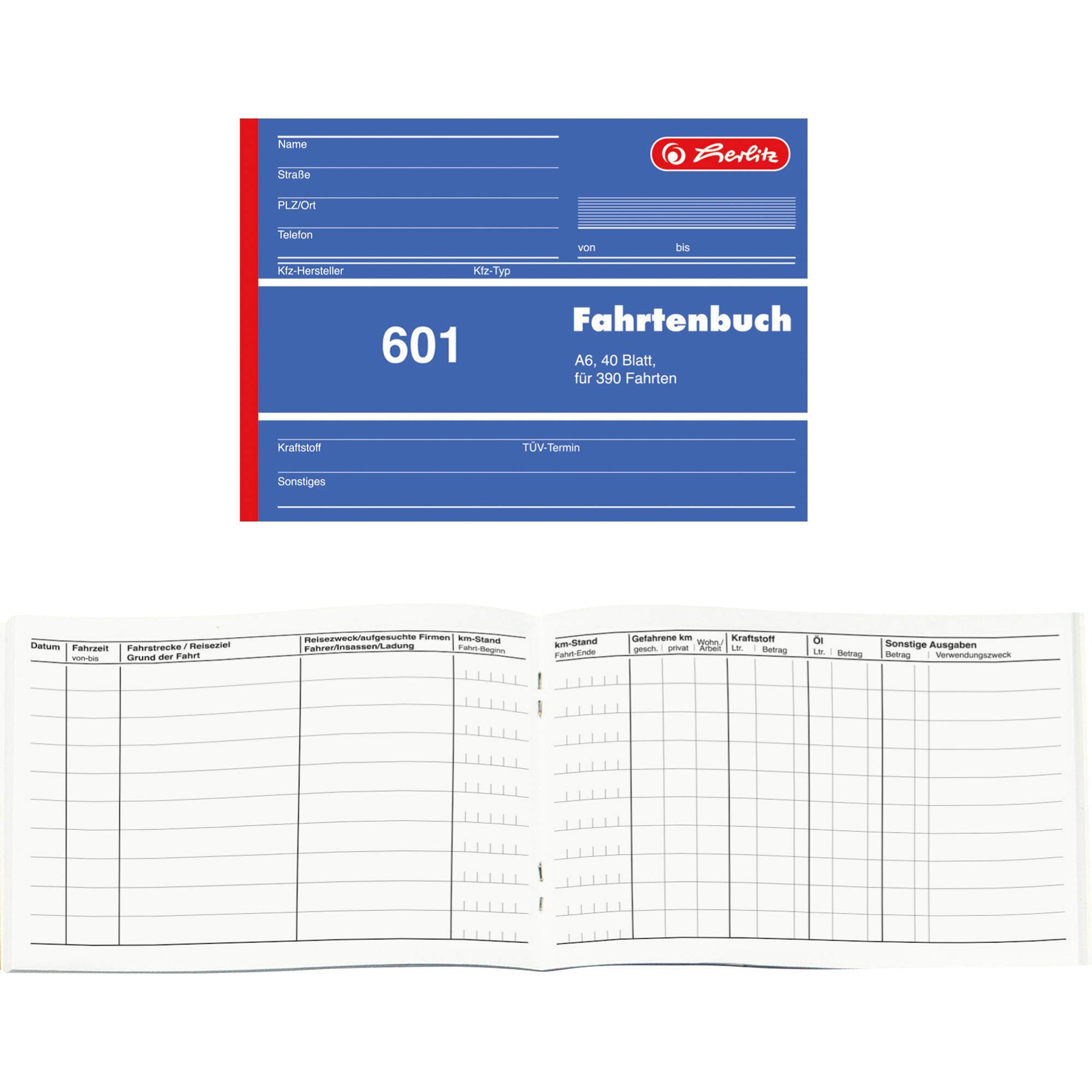 Fahrtenbuch 601 DIN A6 quer 40Blatt-0