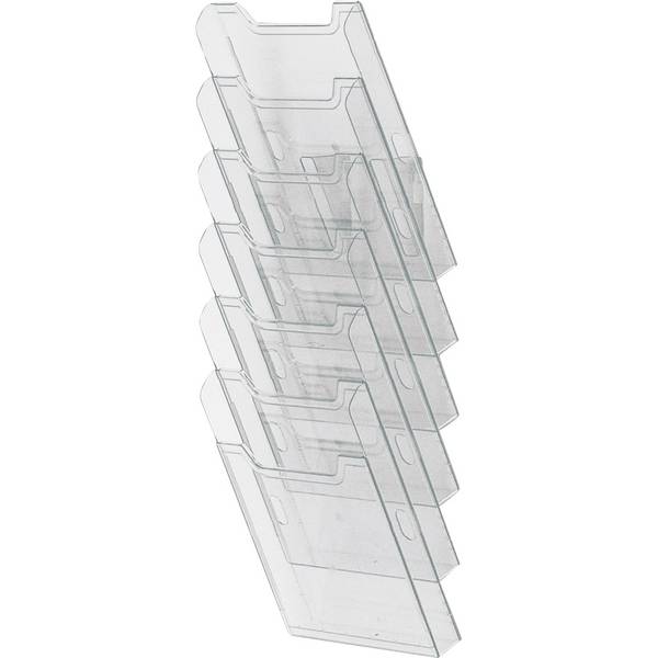 Wandprospekthalter A4 hoch 6Fächer transparent