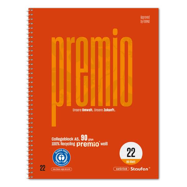 Collegeblock Premio A5 80Bl. 6xgel Lin22 kar