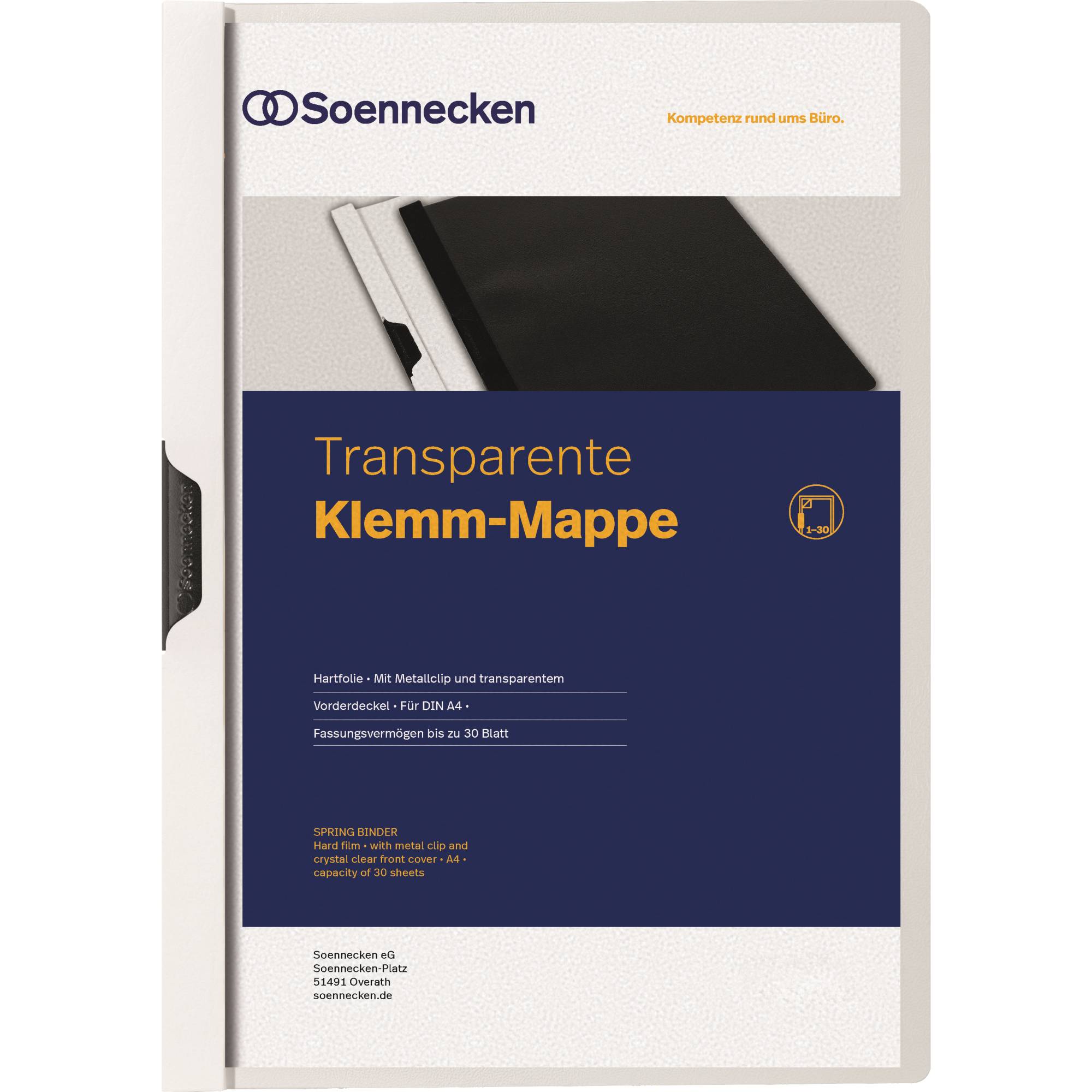 Klemmmappe DIN A4 bis 30Blatt PVC weiß-0