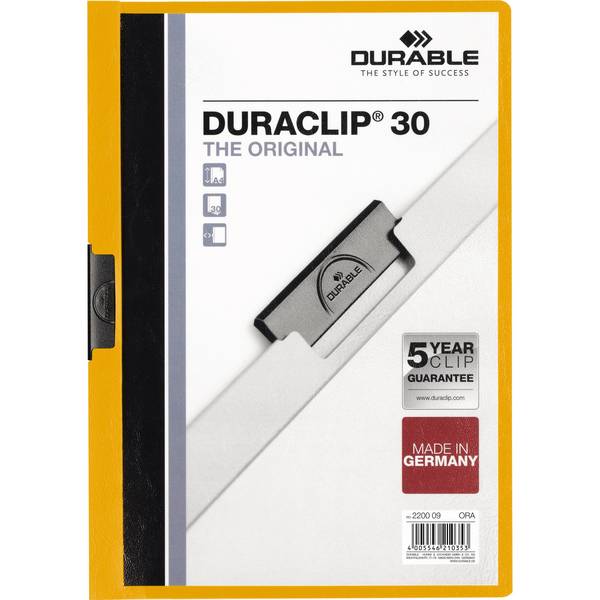 Klemmmappe DURACLIP 30 DIN A4 Hartfolie orange