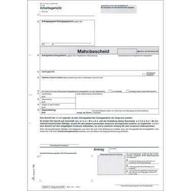 Mahnbescheid  Arbeitsgericht A4 sd