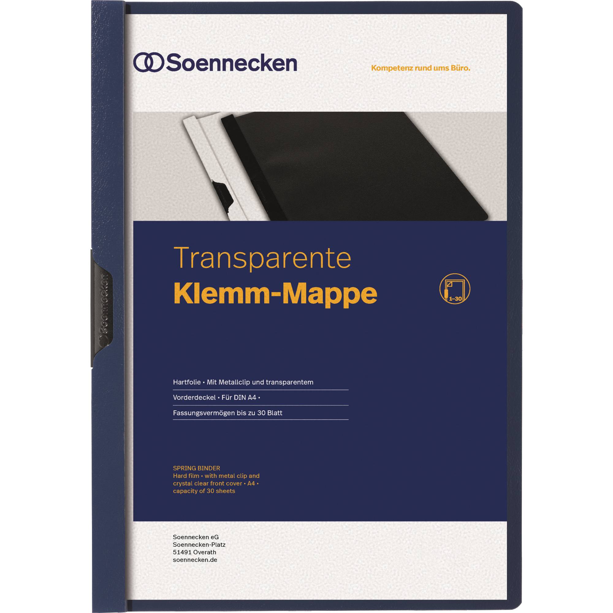 Klemmmappe DIN A4 bis 30Blatt PVC blau-0