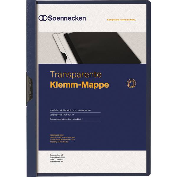 Klemmmappe DIN A4 bis 30Blatt PVC blau